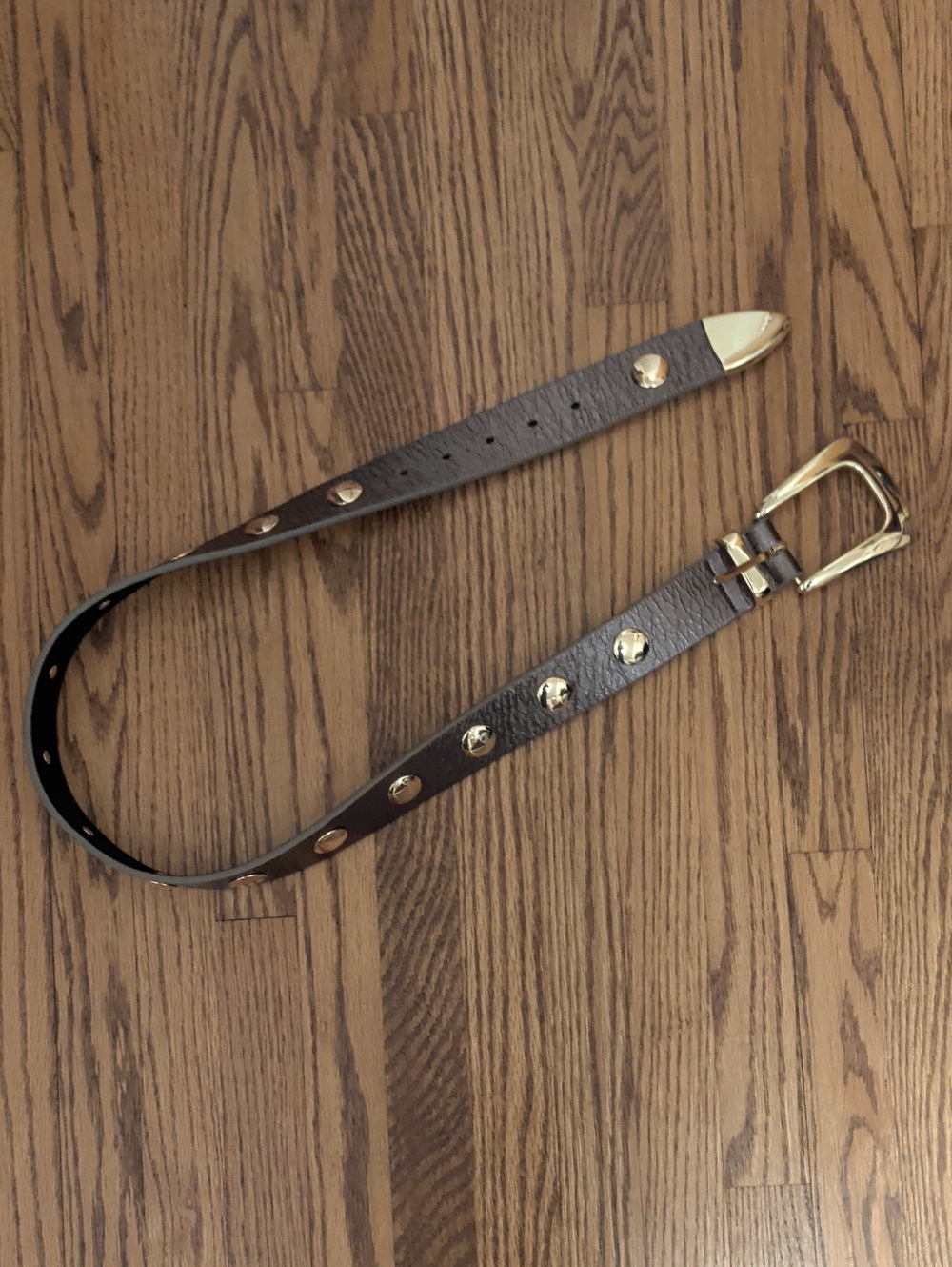 B-Low the Belt Brown Leather Belt with Gold Studs and Buckle